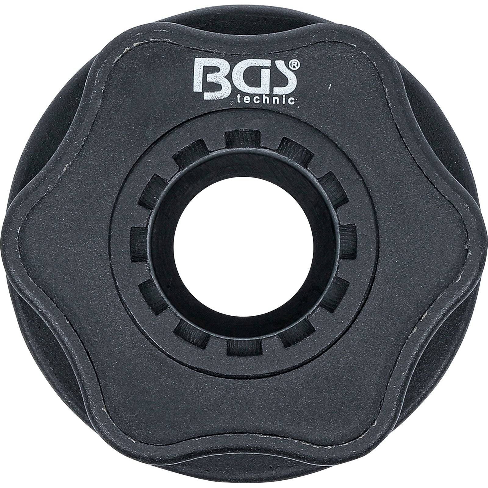 Ein schwarzes Werkzeug mit sechs Kanten und einem zentralen Loch, beschriftet mit 'BGS technic.' Geeignet für automotive oder mechanische Anwendungen.