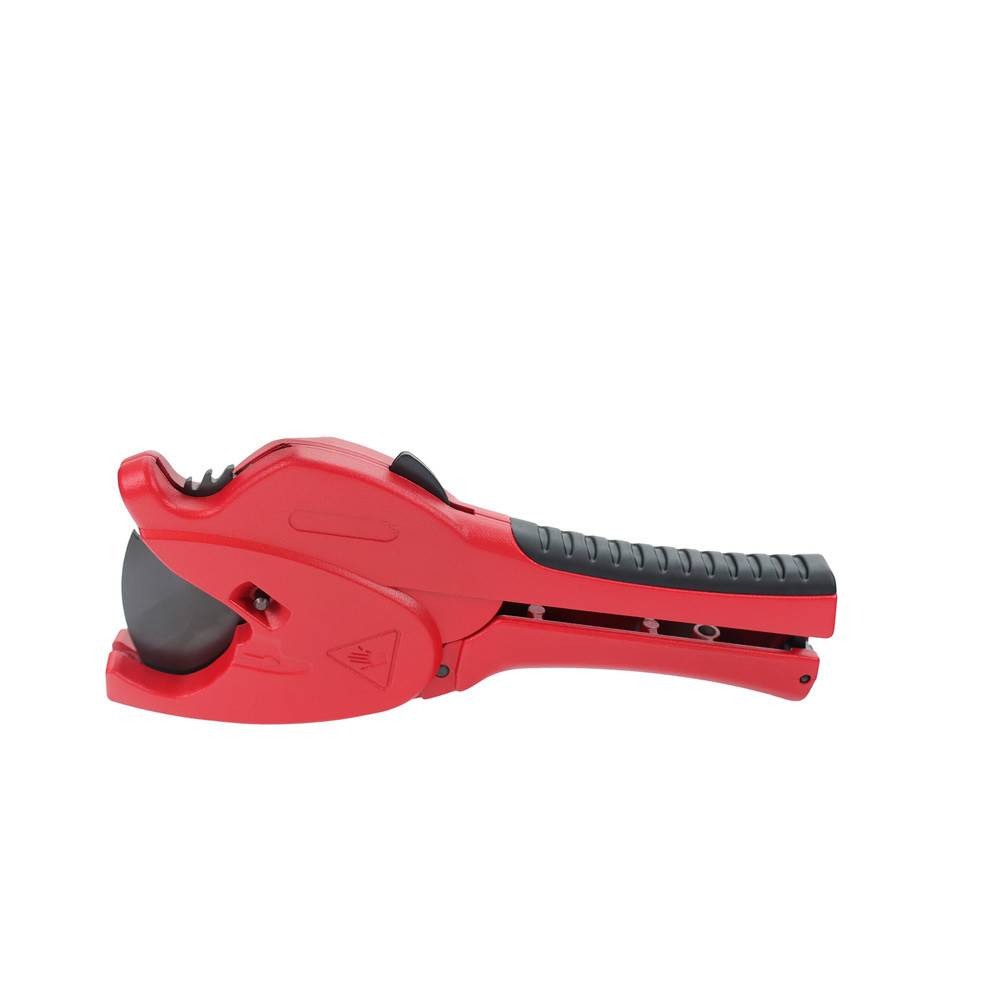 Ein roter Rohrschneider mit schwarzem Griff, entwickelt zum genauen Schneiden von Rohren.