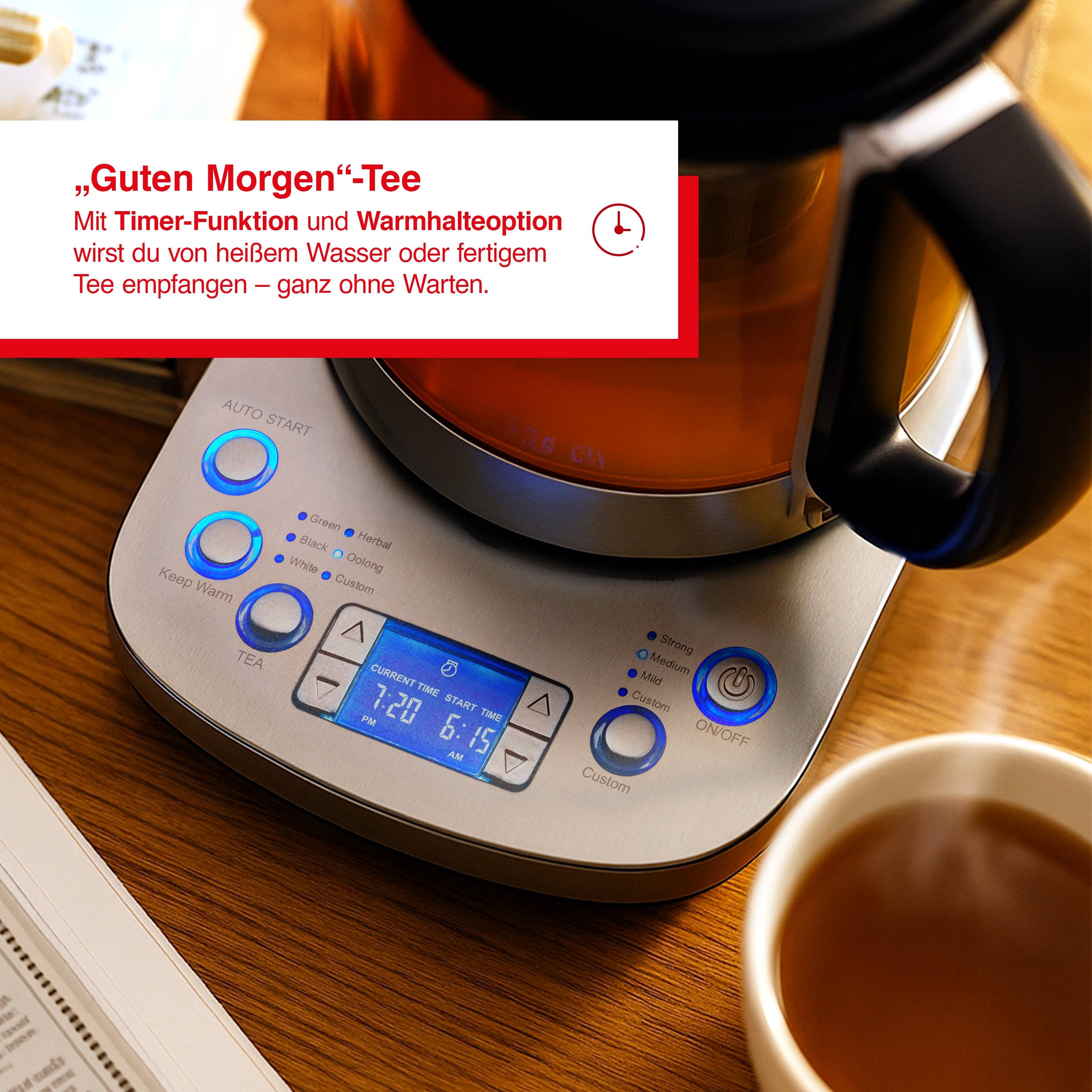 Solis Tee- & Wasserkocher, 1,7 L Volumen, Teesieb,Warmhaltefunktion,360° Basis