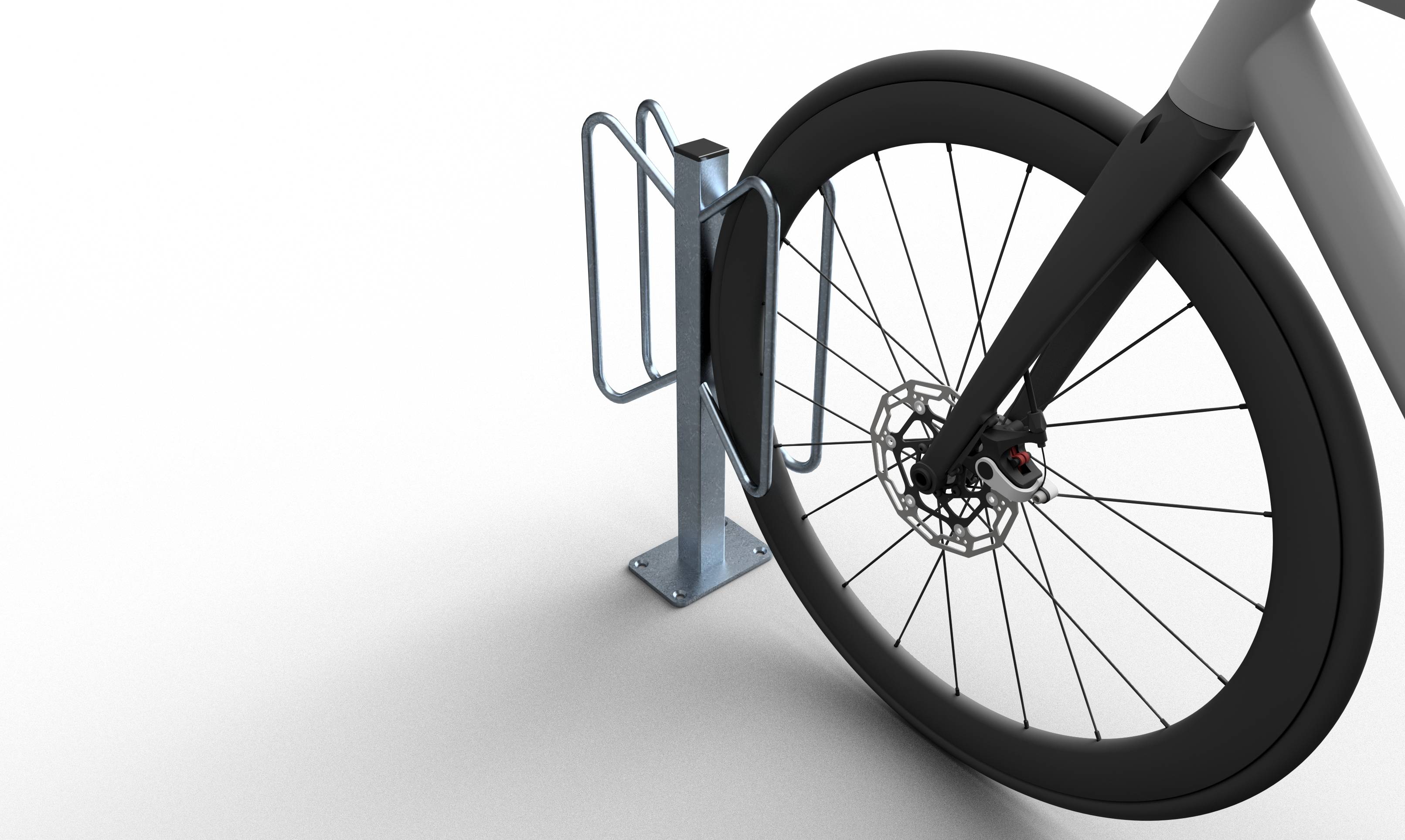 Schake 421_54 Fahrradständer Einzelparker Einzelparker zum Aufdübeln<br><br>Dübelplatte 100 x 150 mm, 4 Bohrungen Ø 10 mm zweiseitige Einstellung