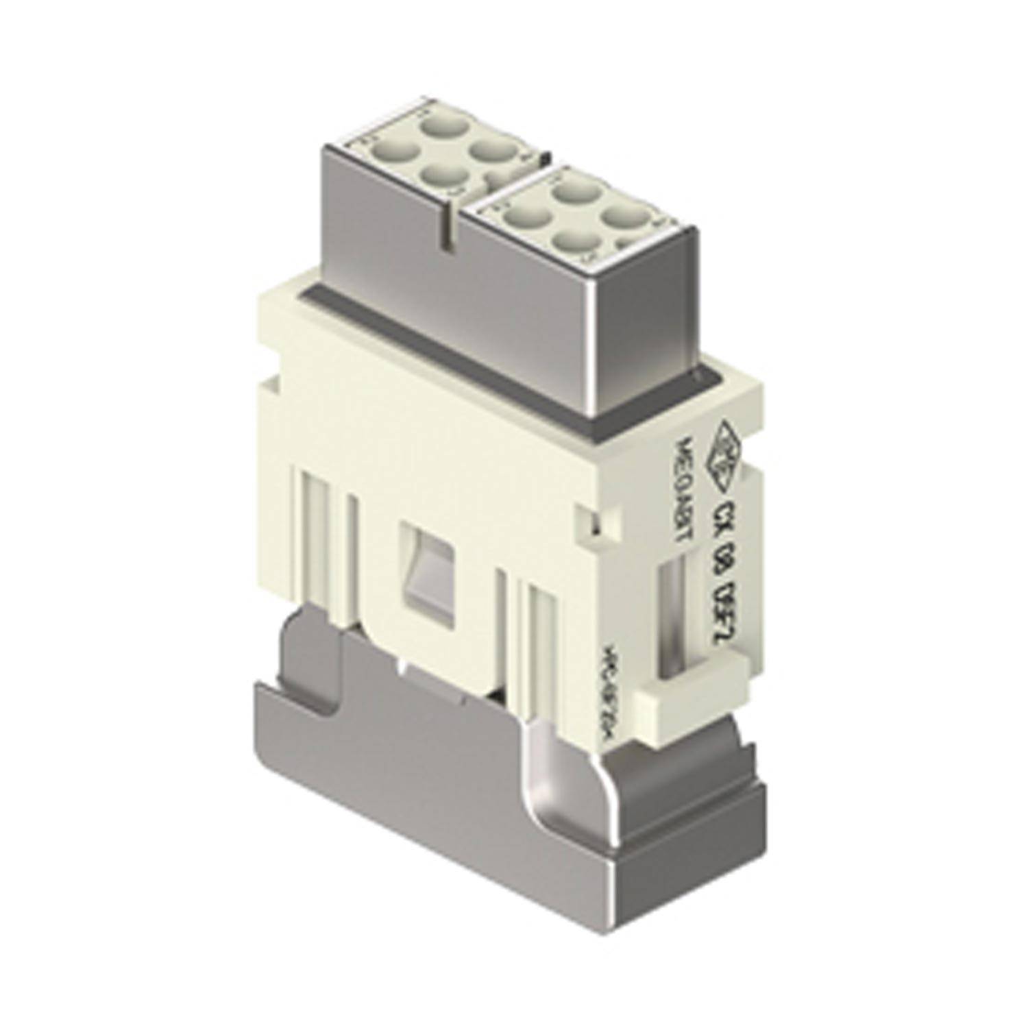 CX 08 D5F2 ILME Buchseneinsatz, MIXO, 1ME, 8P+GND, Crimpanschluss, 10A, 50V, Megabit, doppelte Kabeleinführung - 1