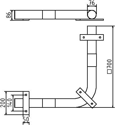 Schake 477_50BG Eck-Rammschutz-Balken Stahlrundrohr Ø 76 mm für Dübelbefestigung