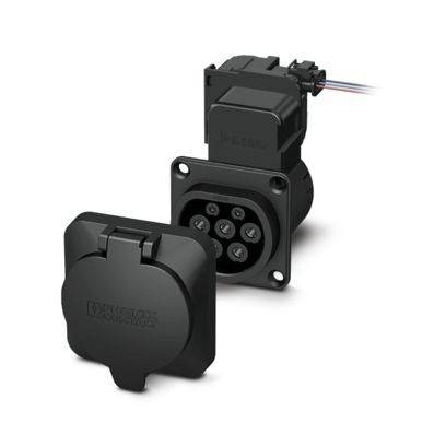 Doppelte Steckverbinder in einem schwarzen Gehäuse, jeweils mit mehreren Kontaktstiften, möglicherweise für Automobil- oder Industriegebrauch.