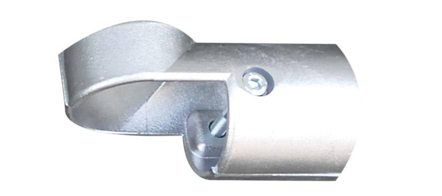 Schake 419_08 Barrieren Stahlrohre und Verbindungsstücke Aluminium-Eckstück <br><br>2 Halbschalen mit Schraube und Mutter