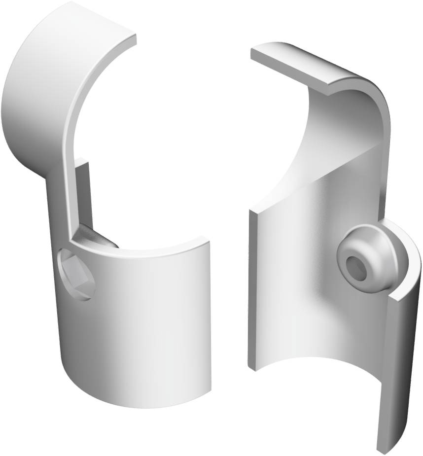 Schake 419_08 Barrieren Stahlrohre und Verbindungsstücke Aluminium-Eckstück <br><br>2 Halbschalen mit Schraube und Mutter