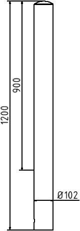 Schake 40103 Edelstahlpfosten Ø 102 mm ortsfest, zum Einbetonieren<br><br>Gesamtlänge: 1200 mm ohne Verschluss ohne Öse