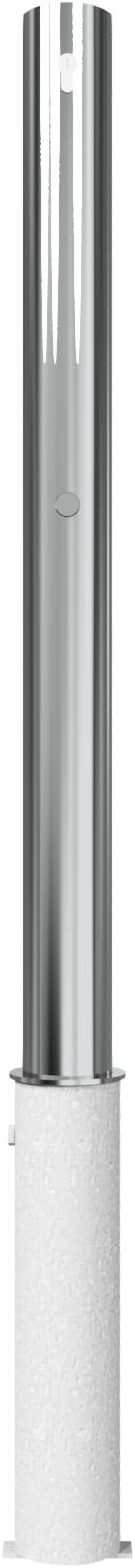 Schake 4072Z Edelstahlpfosten Ø 76 mm ohne Ziernut herausnehmbar, selbsteinrastende Verriegelung<br><br>mit feuerverzinkter Bodenhülse Typ 476.40 mi