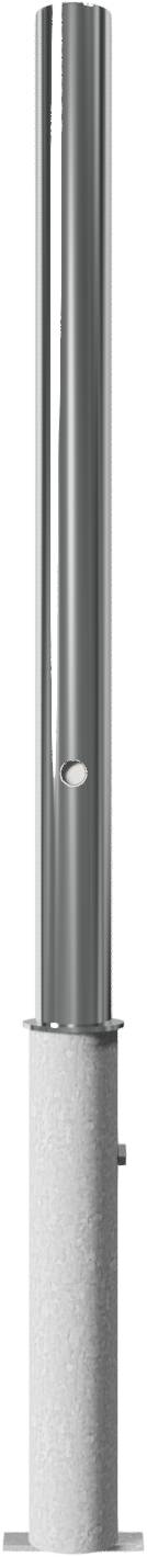 Schake 4062F Edelstahlpfosten Ø 60 mm herausnehmbar, selbsteinrastende Verriegelung<br><br>mit feuerverzinkter Bodenhülse Typ 460.40<br><br>ca. 40