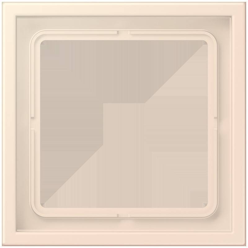 Quadratischer Deckendiffusor mit einem beigen Rahmen und einem transparenten Zentrum, der darauf ausgelegt ist, Luft aus einem zentralen Belüftungssystem gleichmäßig zu verteilen.