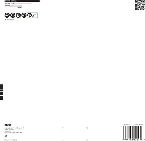 Bosch CAD2' Produktetikett mit Barcode, hergestellt in der Schweiz, inklusive Kontaktinformationen für Robert Bosch Power Tools GmbH.