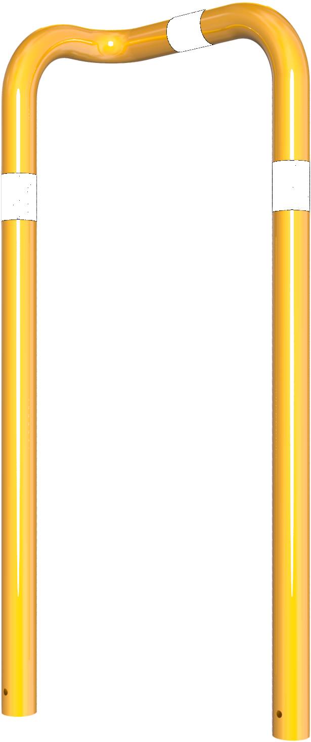 Schake 477_79BG Rammschutzbügel 90° einseitige vertiefte Ausführung Stahlrohr Ø 76 mm gelb / schwarz einseitig, links Hö