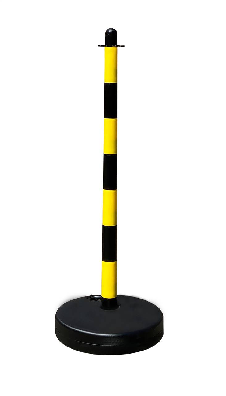 Schake 4041KBS Kettenständer aus Ø 40 mm Kunststoffpfosten gelb/schwarz befüllbarer, runder Fuß