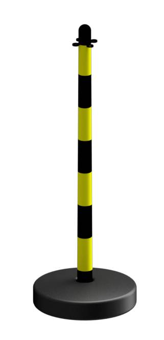 Schake 4041KBS Kettenständer aus Ø 40 mm Kunststoffpfosten gelb/schwarz befüllbarer, runder Fuß