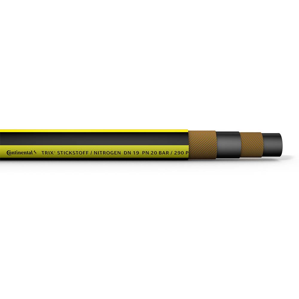 Ein Schlauch mit der Bezeichnung „Continental, TRIX, Stickstoff, Nitrogen, DN 19, PN 20 BAR/290 PSI