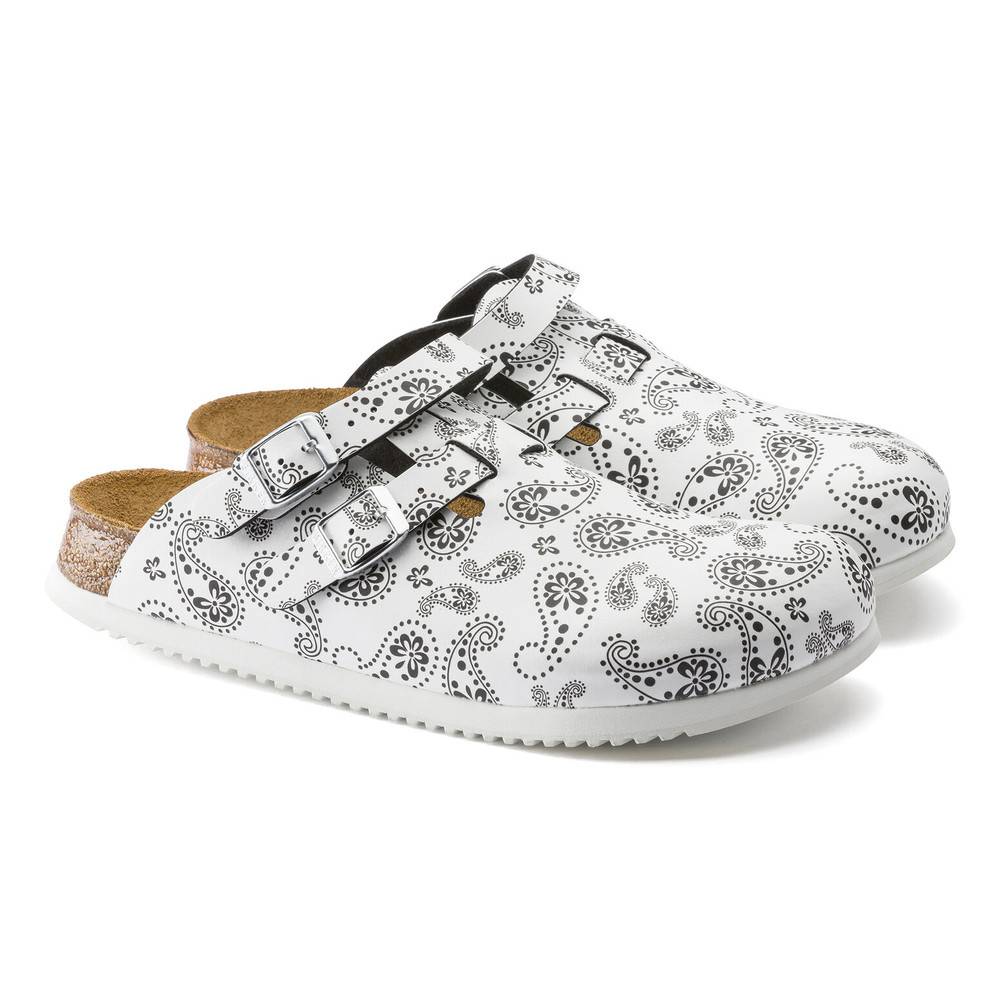 Birkenstock Clog Kay Superlauf, Birko-Flor, Paisley Black/White, schmal, Gr. 39