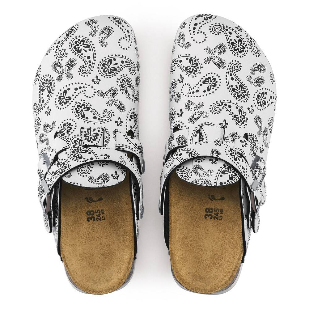 Birkenstock Clog Kay Superlauf, Birko-Flor, Paisley Black/White, schmal, Gr. 39
