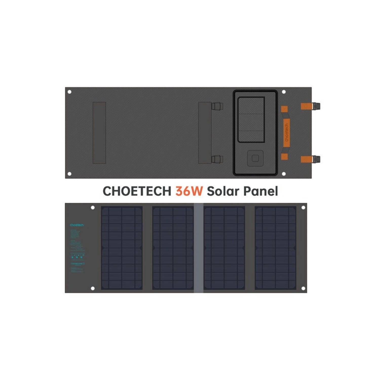 Choetech Tourist USB Solarladegerät, USB C 36W QC PD grau (SC006)