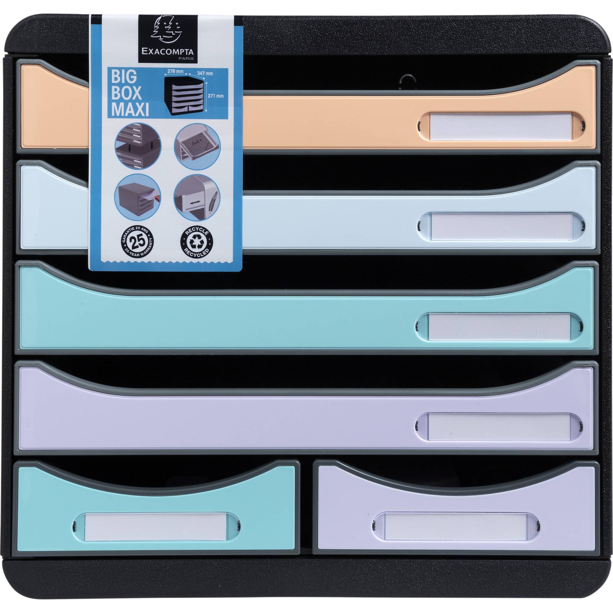 Exacompta Schubladenbox BIG BOX MAXI 6 offene Schubladen Aquarel 3127296D