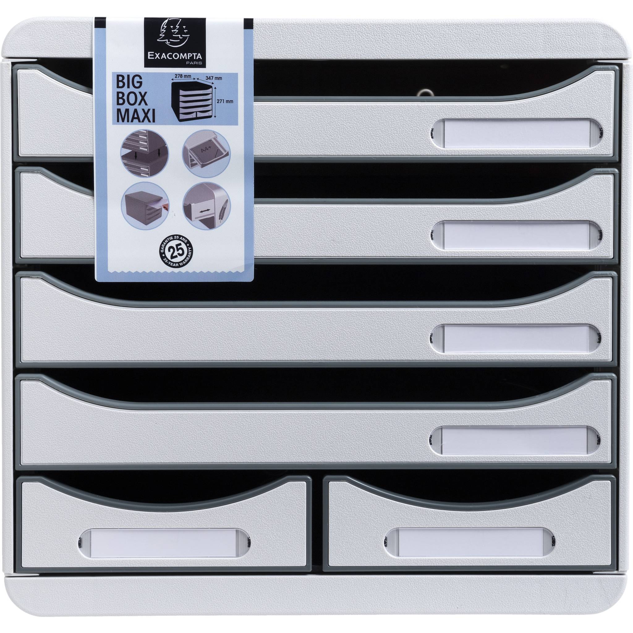 Exacompta Schubladenbox BIG BOX MAXI 6 offene Schubladen Lichtgrau 312740D