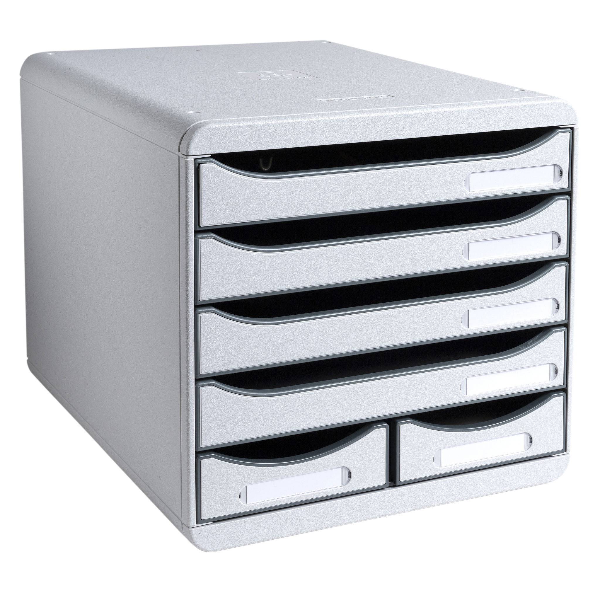 Exacompta Schubladenbox BIG BOX MAXI 6 offene Schubladen Lichtgrau 312740D