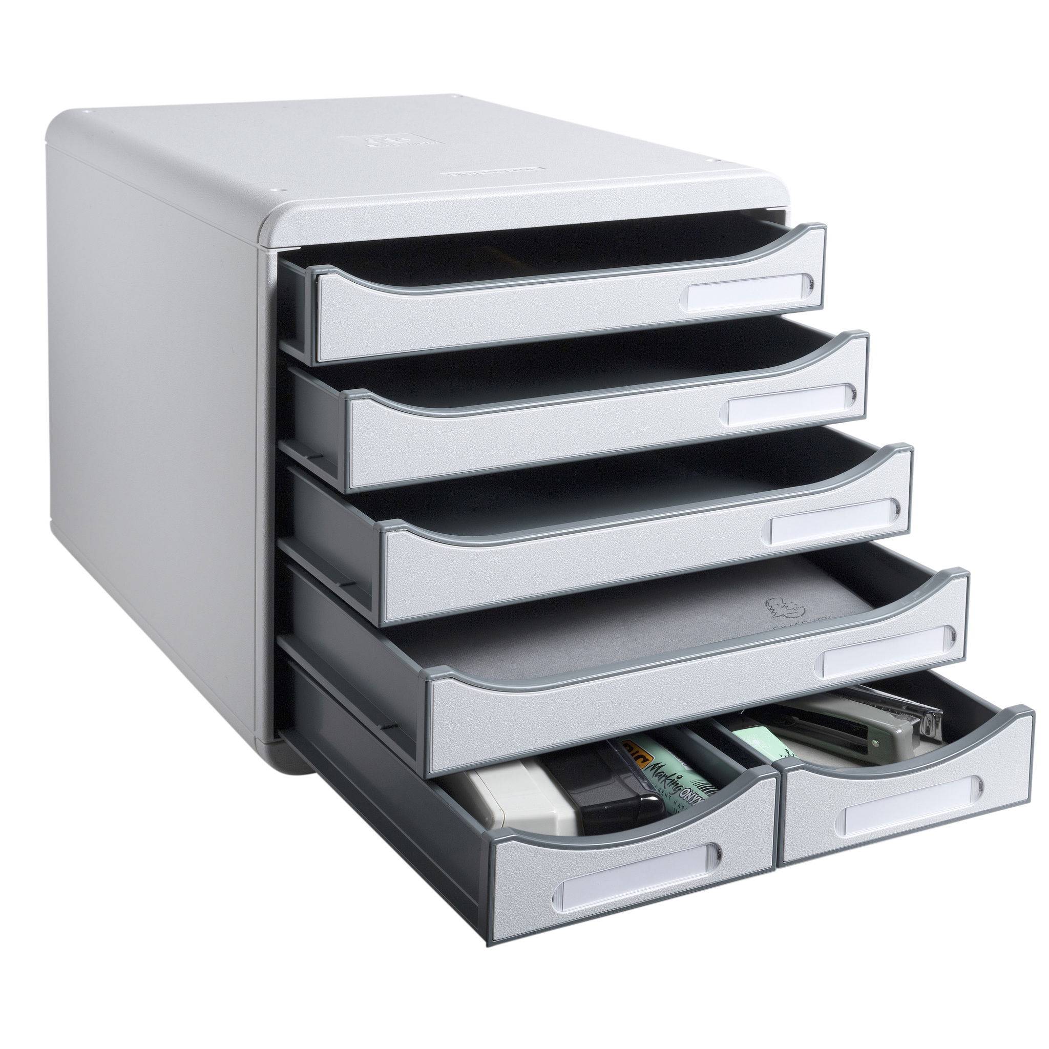 Exacompta Schubladenbox BIG BOX MAXI 6 offene Schubladen Lichtgrau 312740D
