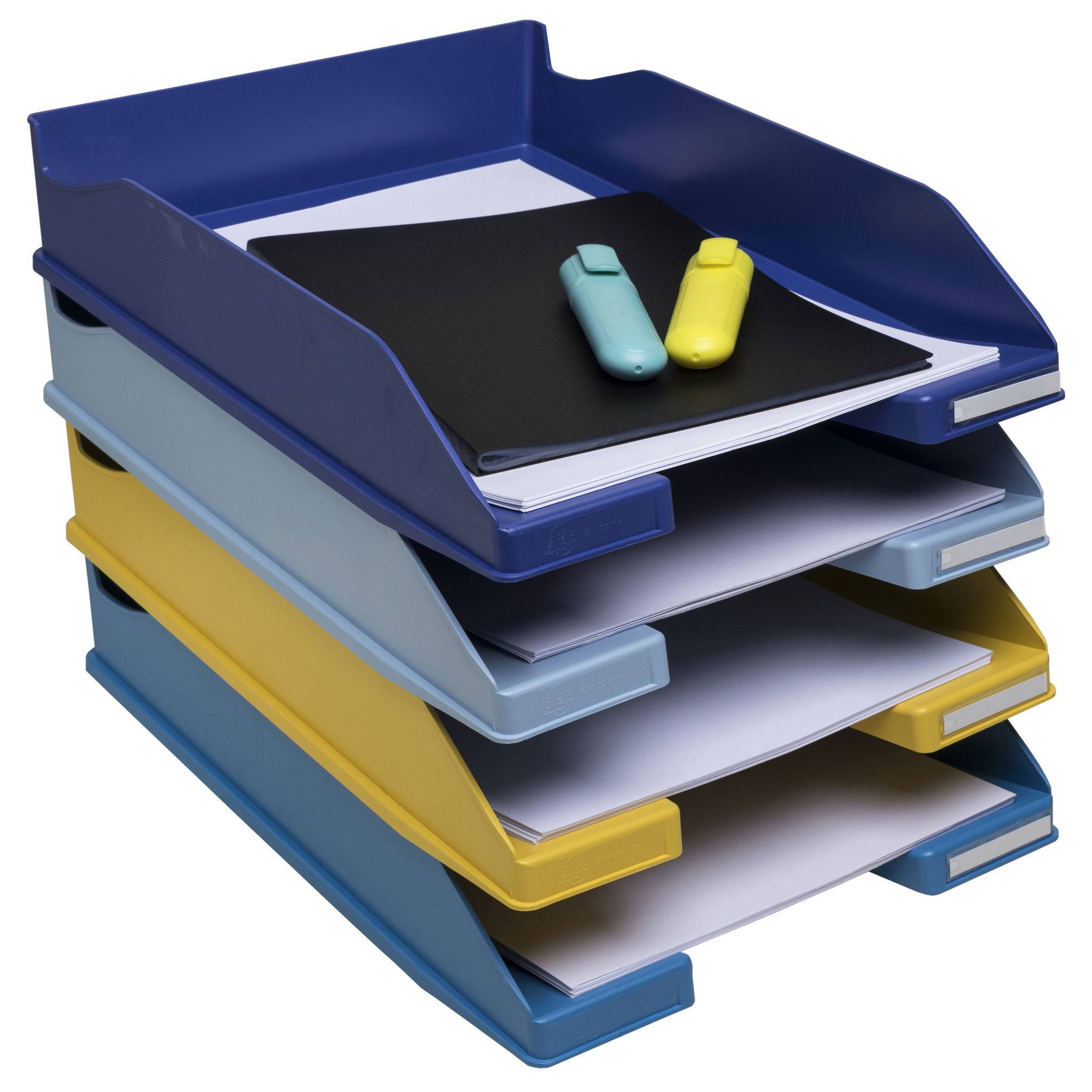 Exacompta BEE BLUE Set + 4 Briefablagen Combo Midi für A4+ sortiert 113202SETD