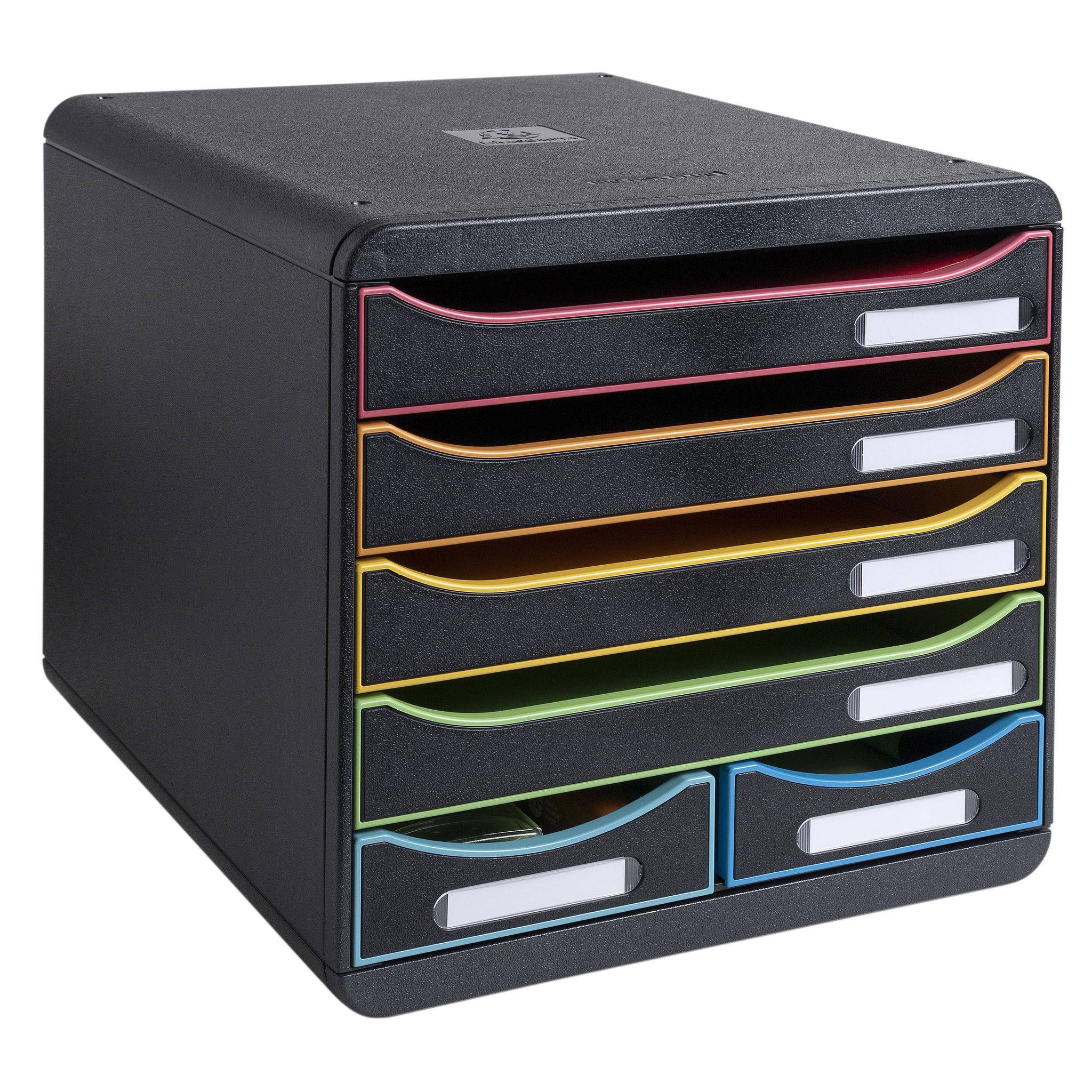 Exacompta Schubladenbox BIGBOX MAXI 6 offene Schubladen Schwarz/Harlekin 312914D