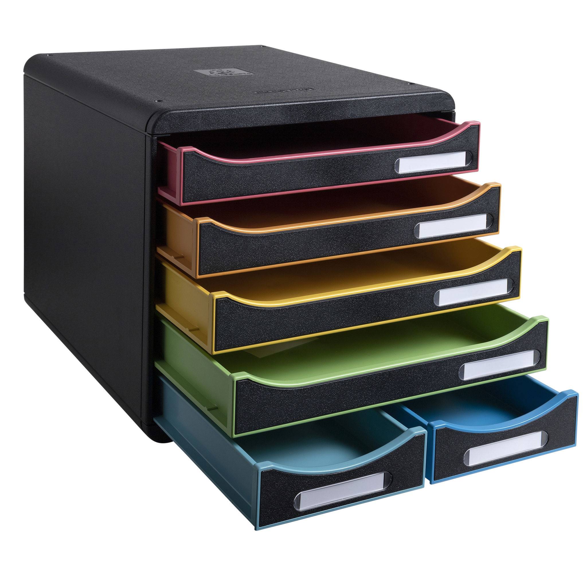 Exacompta Schubladenbox BIGBOX MAXI 6 offene Schubladen Schwarz/Harlekin 312914D