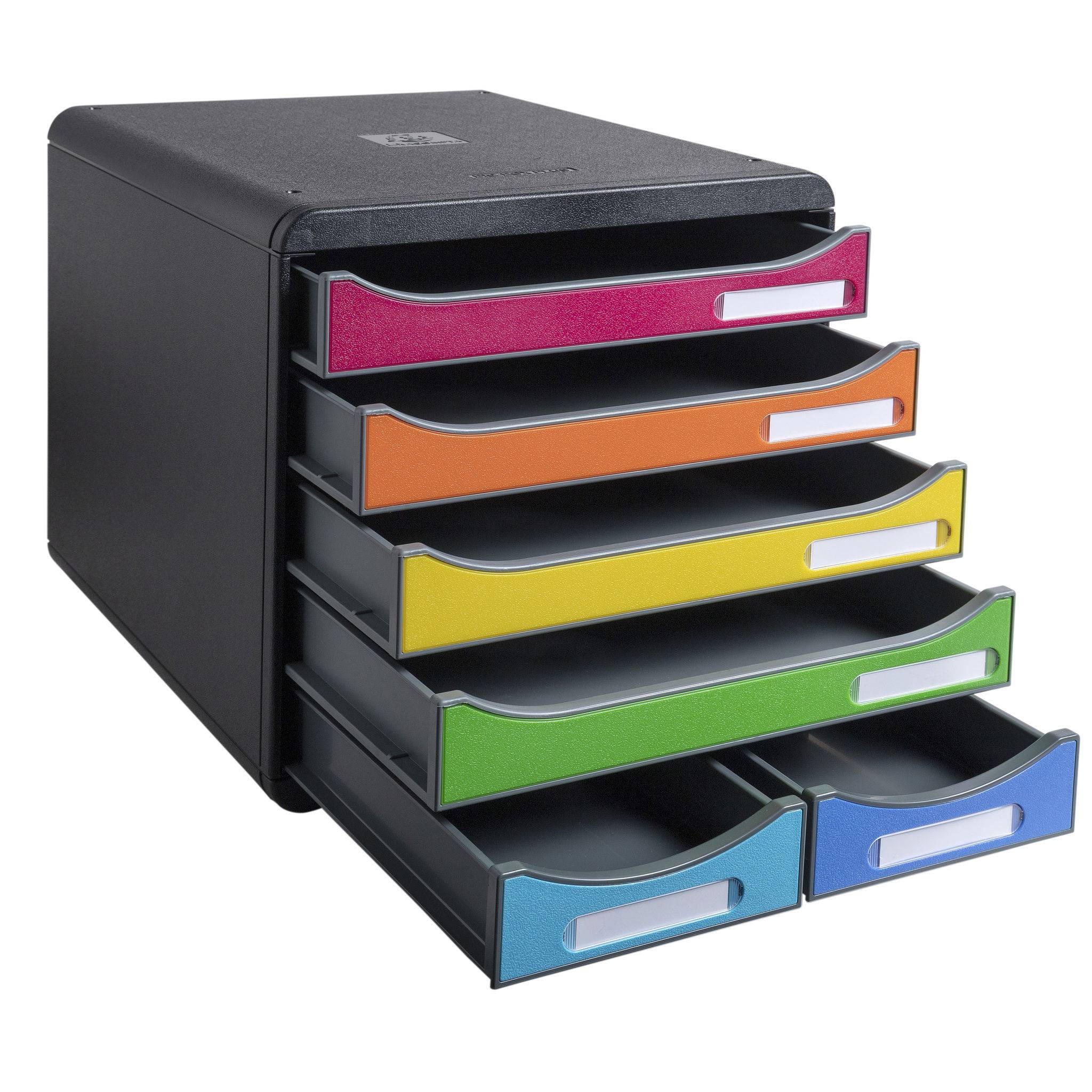 Exacompta Schubladenbox BIG BOX MAXI, 6 offene Schubladen, , Regenbogen, 312798D