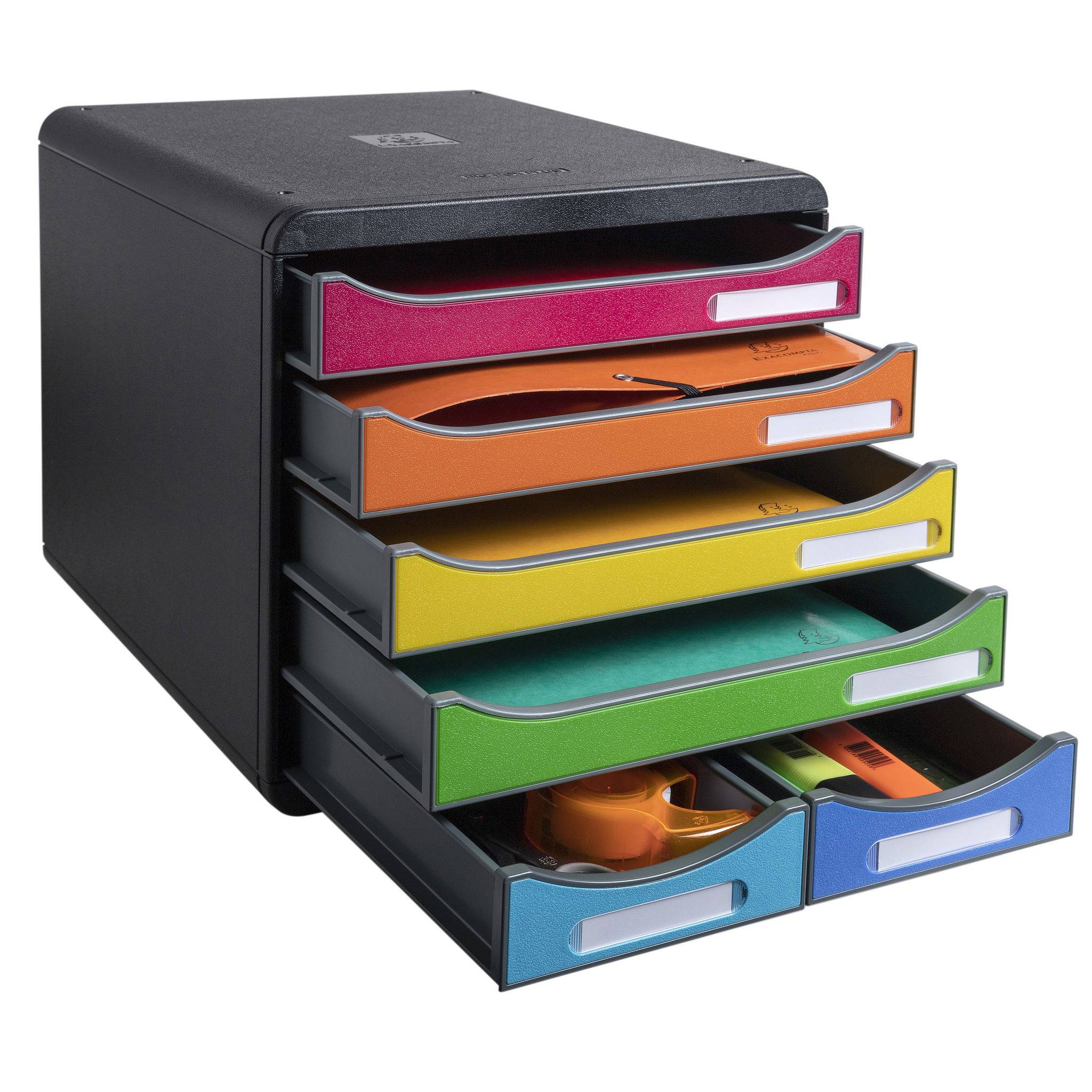 Exacompta Schubladenbox BIG BOX MAXI, 6 offene Schubladen, , Regenbogen, 312798D