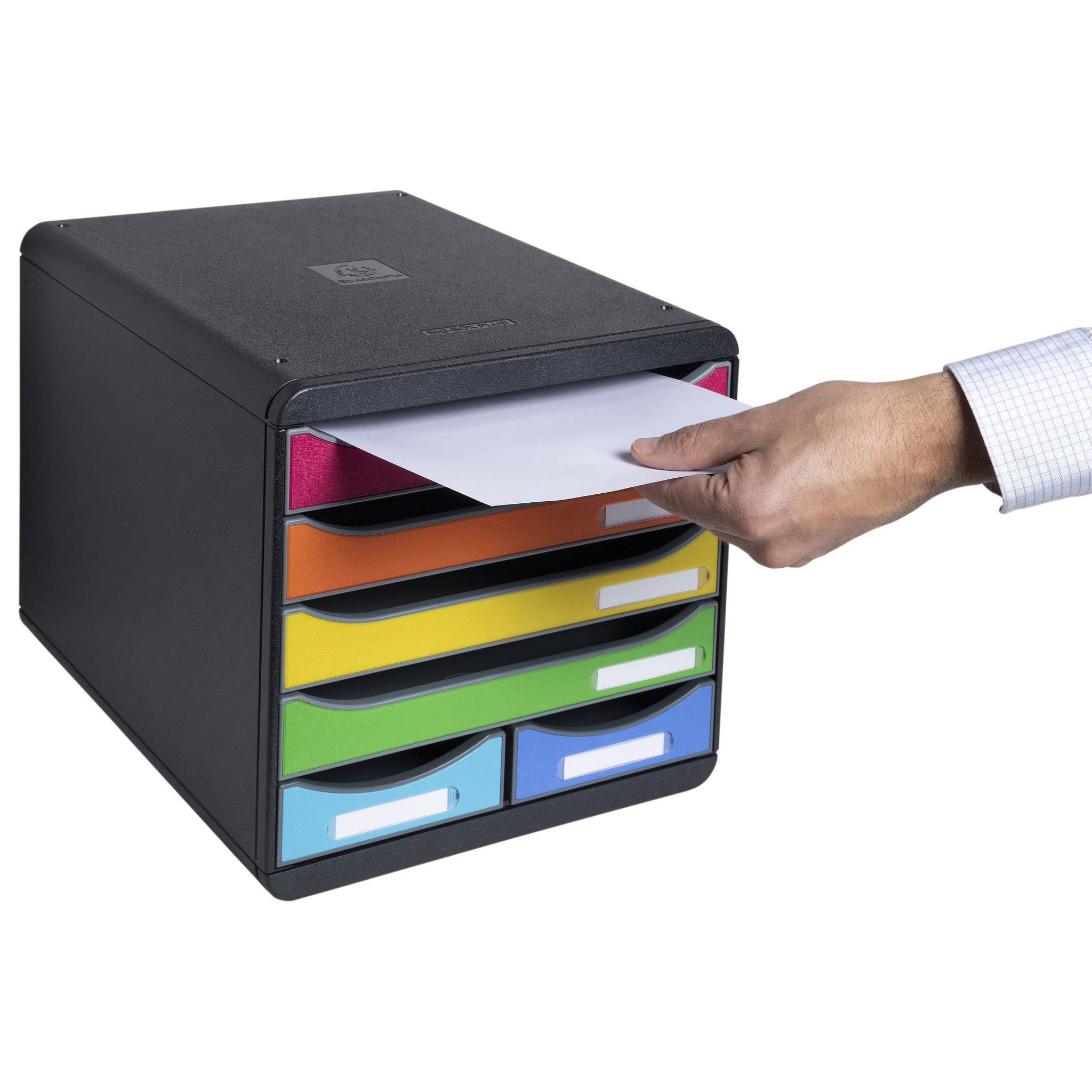 Exacompta Schubladenbox BIG BOX MAXI, 6 offene Schubladen, , Regenbogen, 312798D