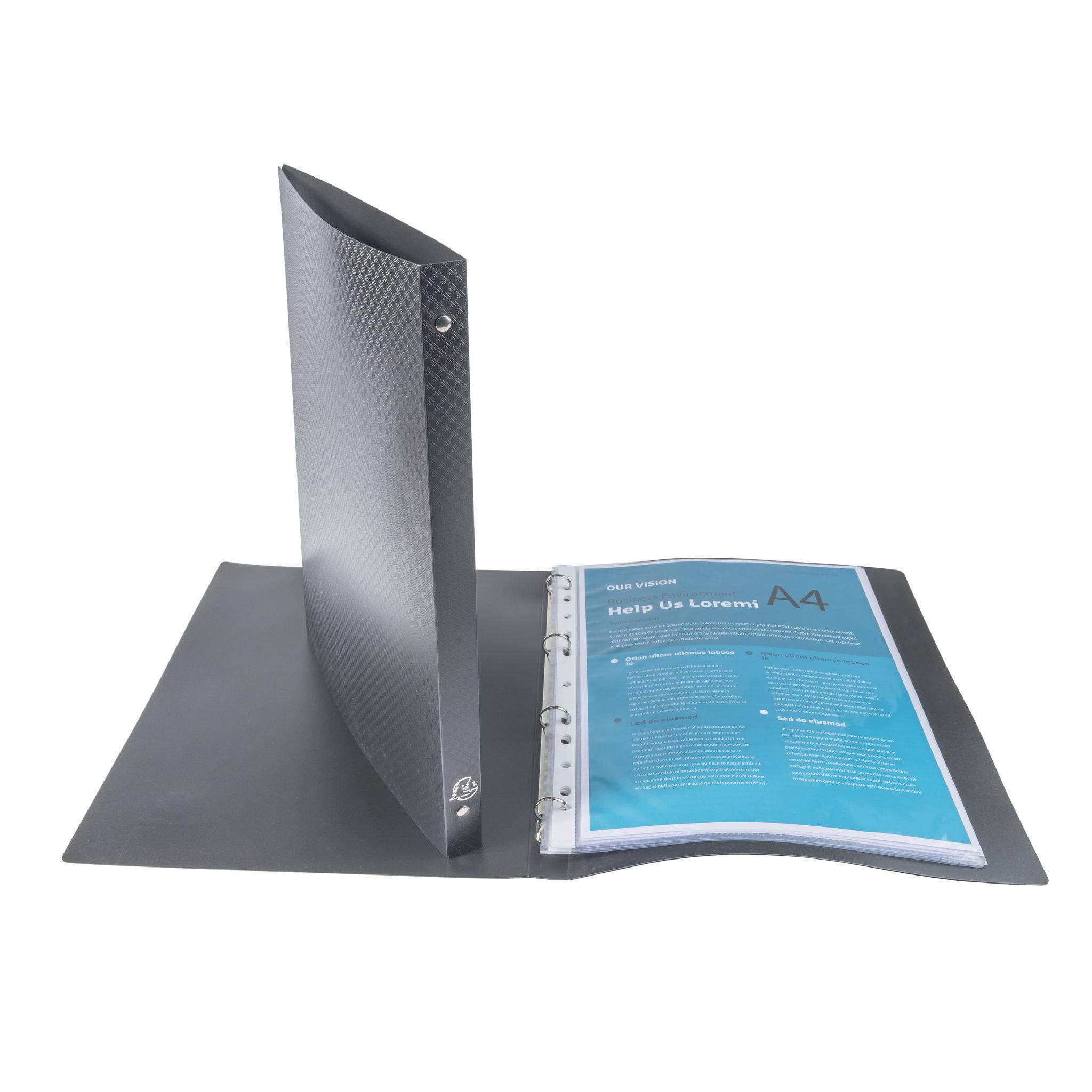 Exacompta 20x Ringbuch PP 500µ 4 Ringen Rücken 20mm A4 Schwarz 51191E