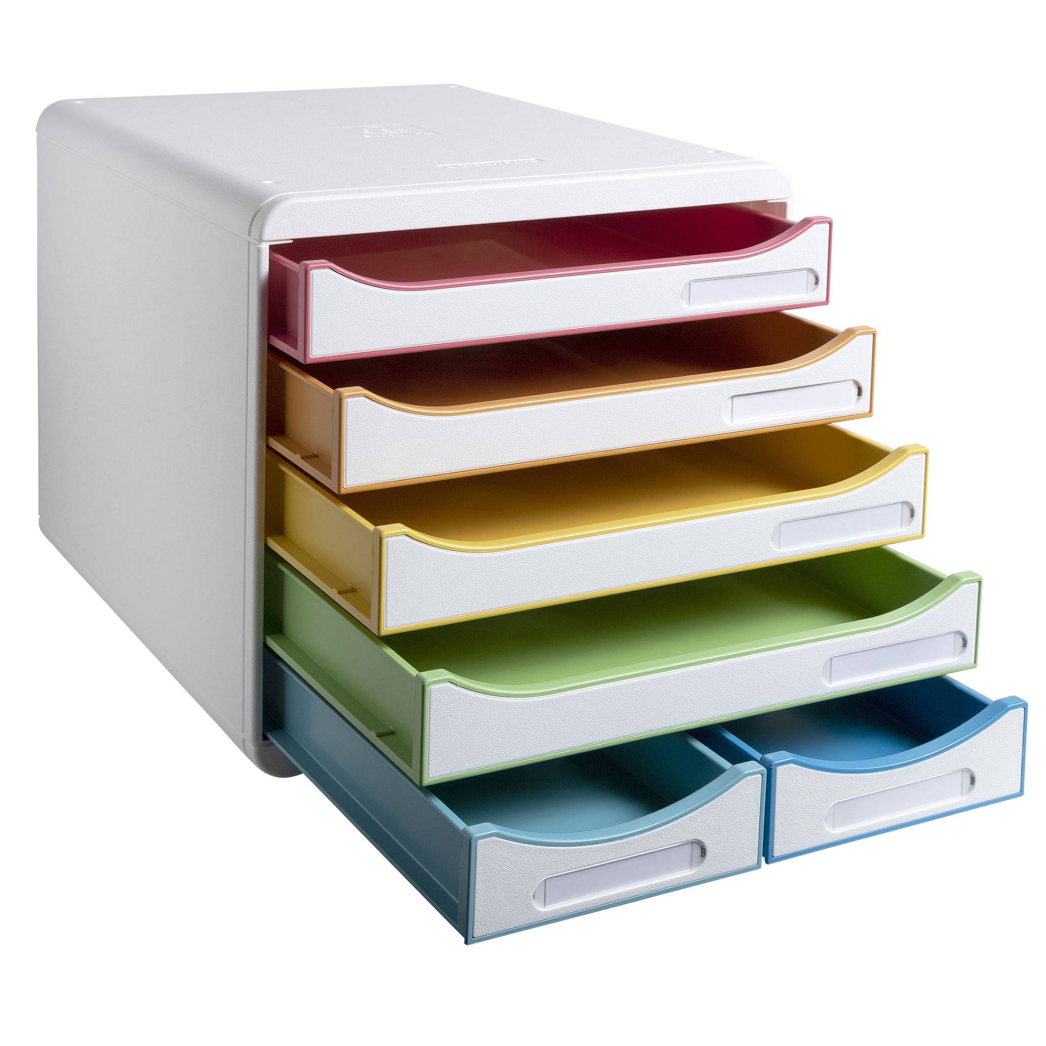 Exacompta Schubladenbox BIG BOX MAXI 6 offene Schubladen Weiss/Harlekin 312913D