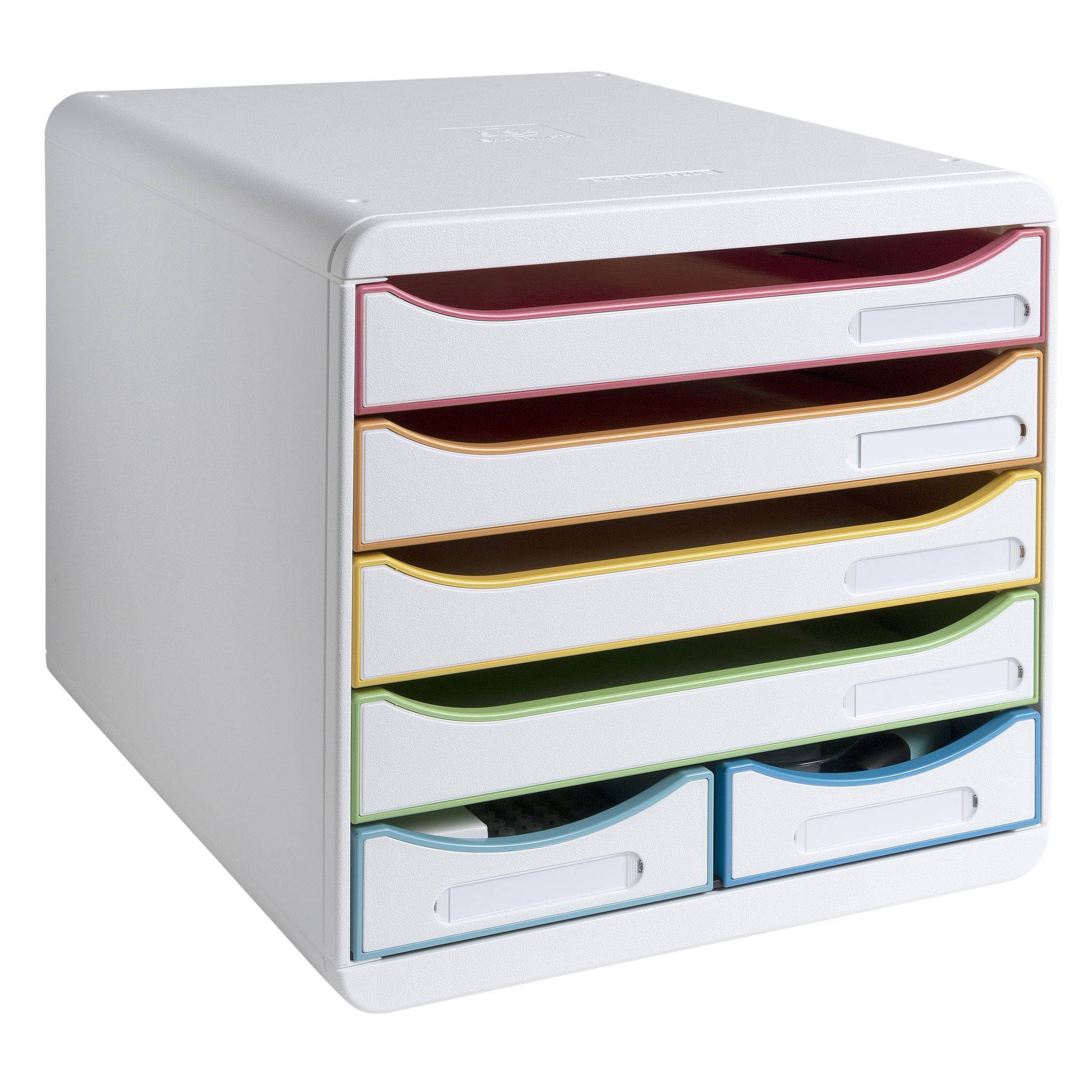 Exacompta Schubladenbox BIG BOX MAXI 6 offene Schubladen Weiss/Harlekin 312913D