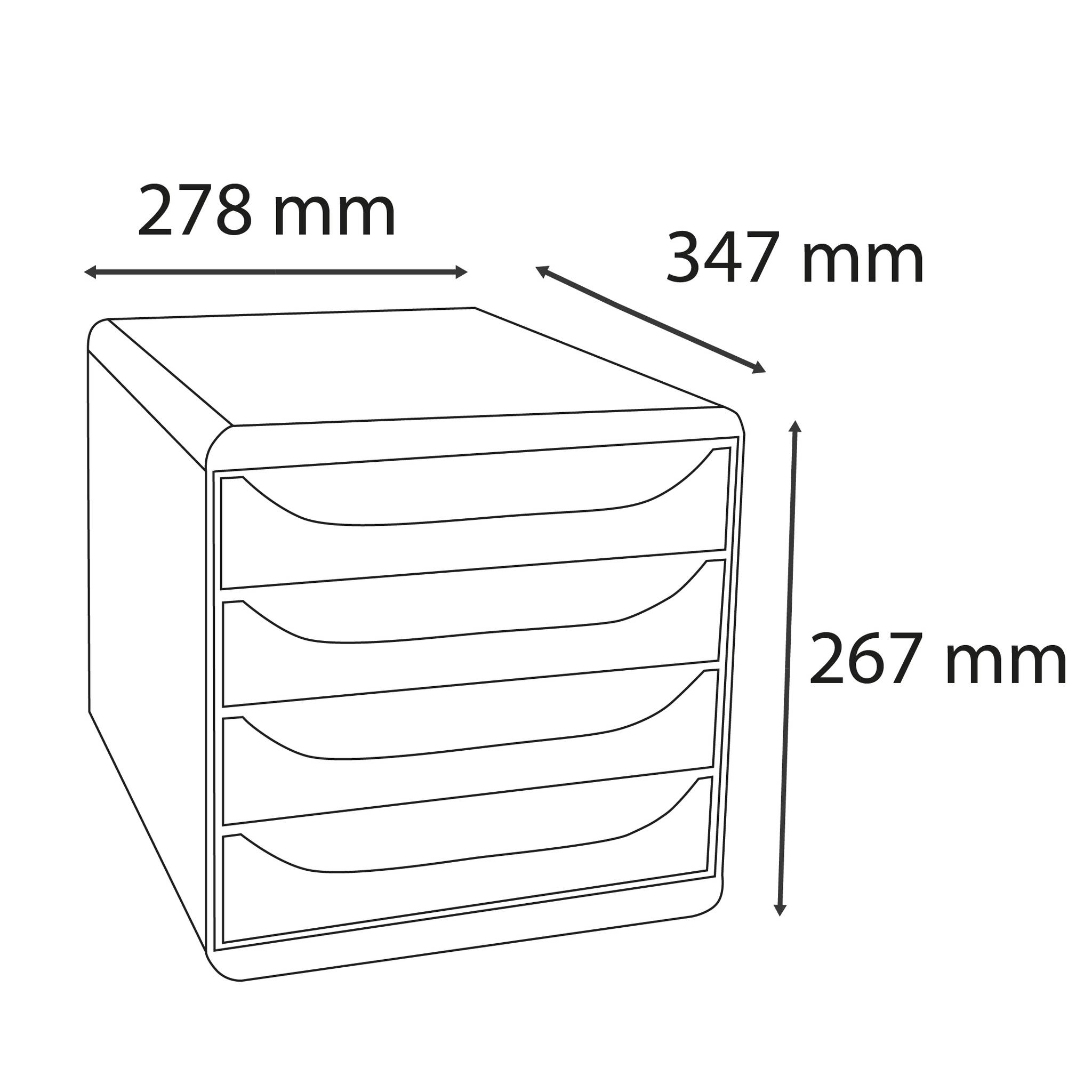 Exacompta Schubladenbox Big Box Plus 4 offene Schubladen sortiert 3104202D