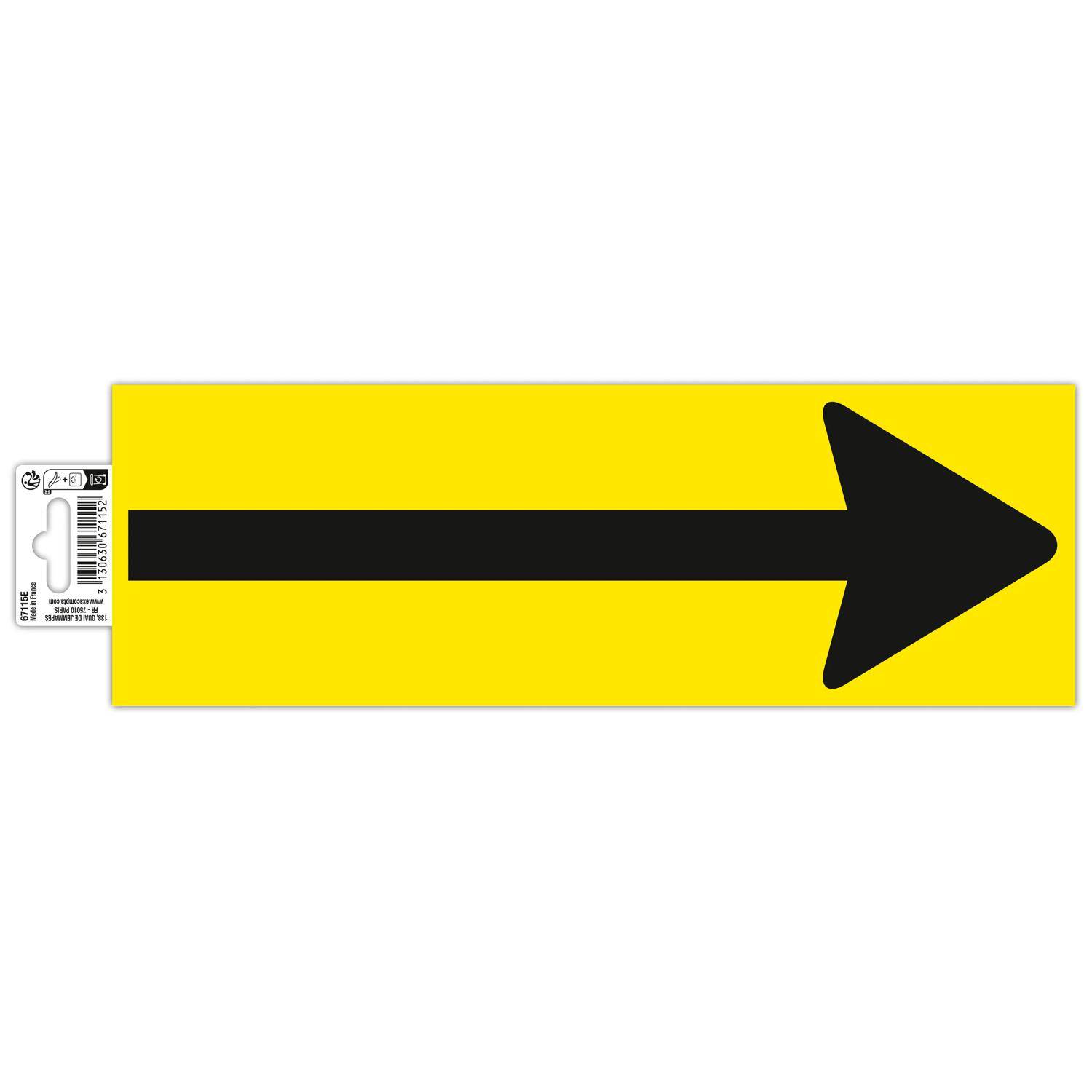 Gelbes rechteckiges Schild mit einem fetten schwarzen Pfeil, der nach rechts zeigt und die Richtung nach rechts angibt.