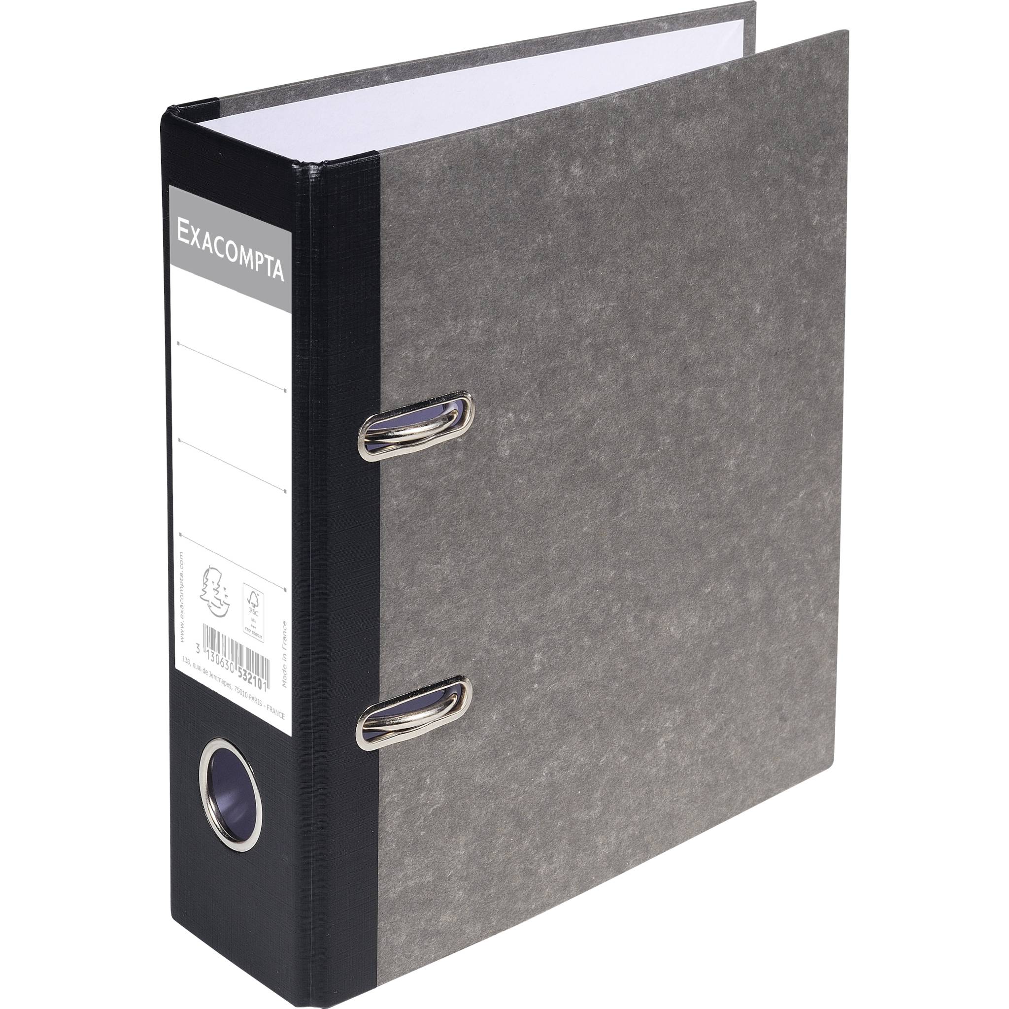 Exacompta 10x Ordner Wolkenmarmor 2Ring 70mm Rücken A5 schwarz 53210E