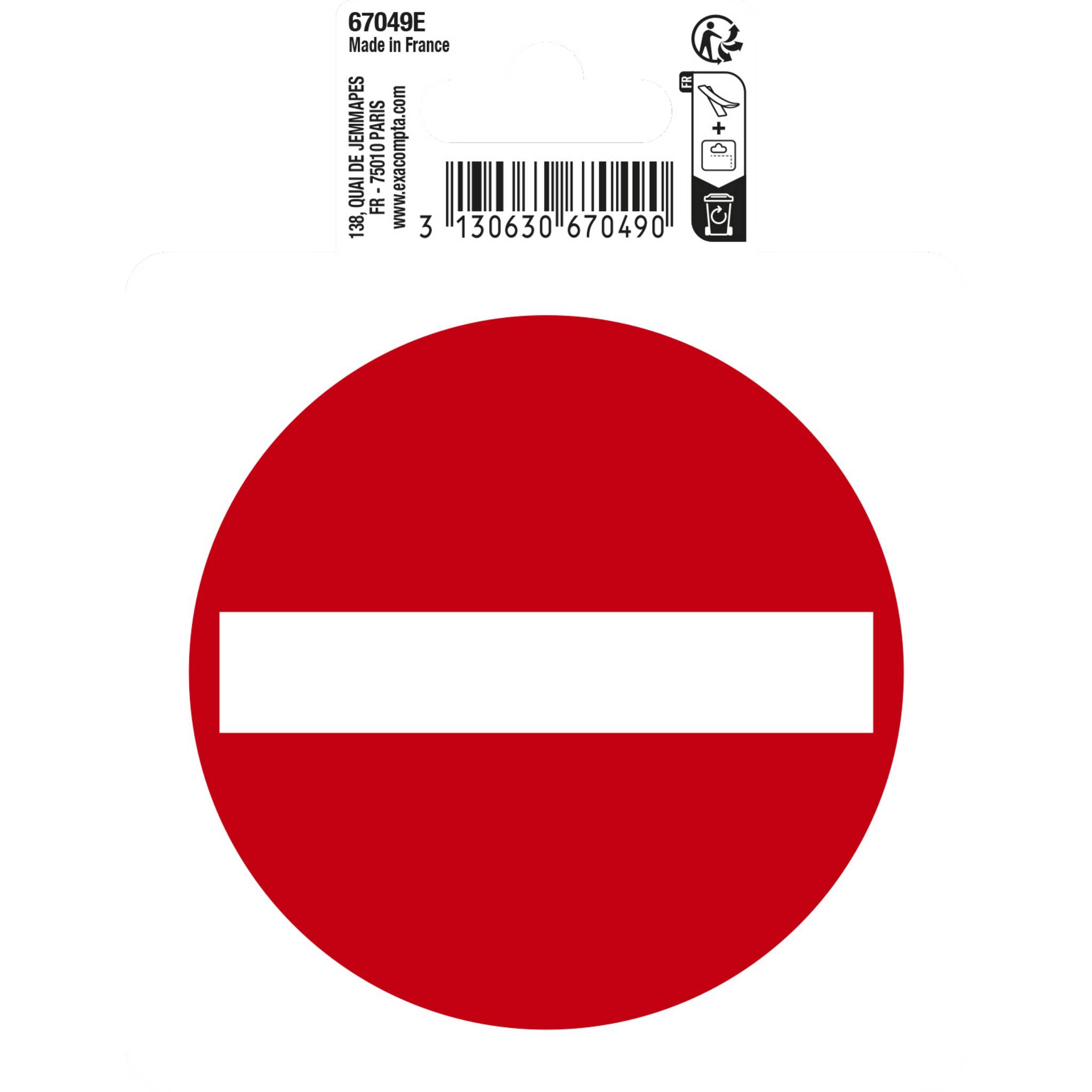 Exacompta Hinweisschild selbstklebend, PVC, Einbahnstraße 10 cm - Rot - 67049E