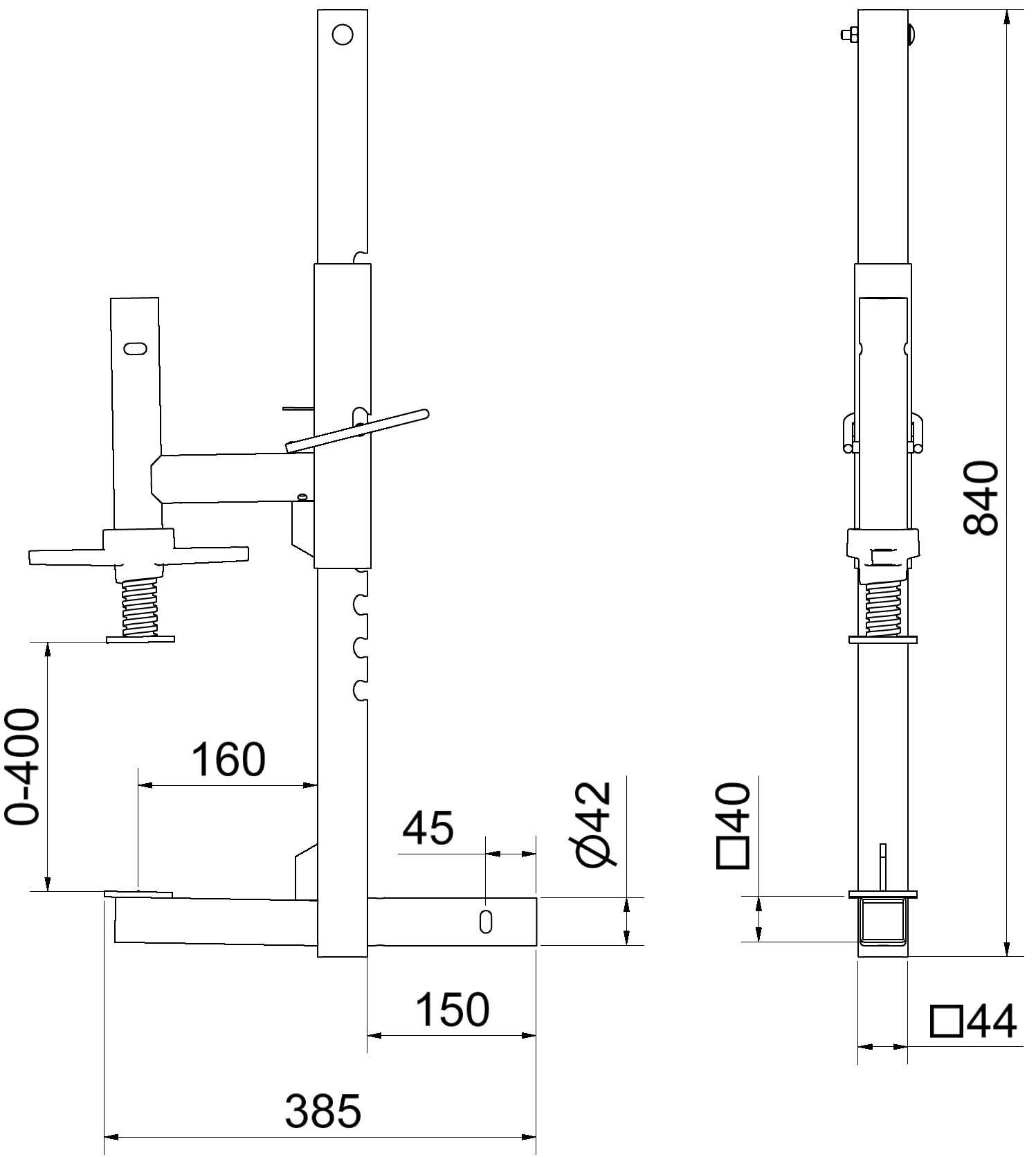 Schake 11191 SET mit 1 Multisicherungszwinge und -geländerpfosten Einzelteil:<br><br>Multi-Sicherungszwinge