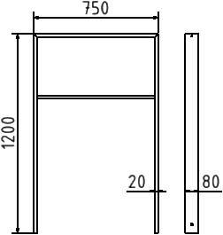 Schake 459_075 Ahnlehnbügel aus Stahlrohr 80 x 20 mm mit Querholm Gesamtbreite: 750 mm feuerverzinkt