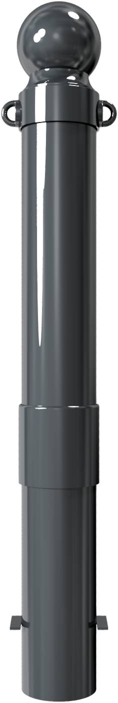 Schake 40140B/2 Stilpoller Stahlrohr Ø 140 mm ortsfest, zum Einbetonieren<br><br>mit Erdanker, Gesamtlänge ca. 1400 mm mit 2 Ösen