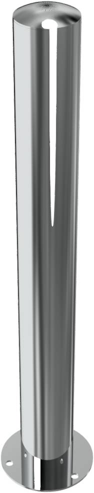 Schake 40103P Edelstahlpfosten Ø 102 mm ortsfest, für Dübelbefestigung<br><br>mit Bodenplatte Ø 180 x 6 mm ohne Verschluss ohne Öse