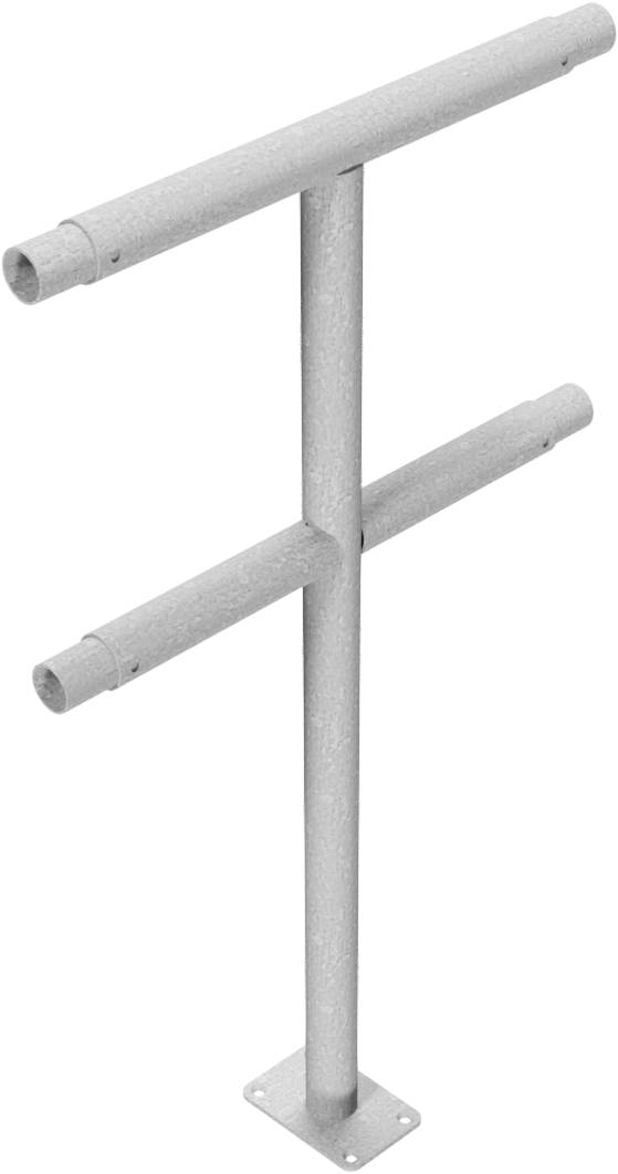 Schake 448_81P Schutzgeländer Stahlrohr Ø 48 mm Standpfosten<br><br>für Dübelbefestigung Mittelpfosten feuerverzinkt
