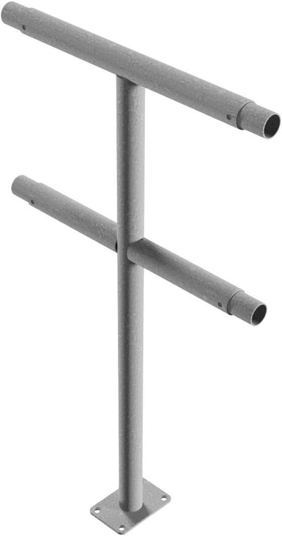 Schake 448_81P Schutzgeländer Stahlrohr Ø 48 mm Standpfosten<br><br>für Dübelbefestigung Mittelpfosten feuerverzinkt