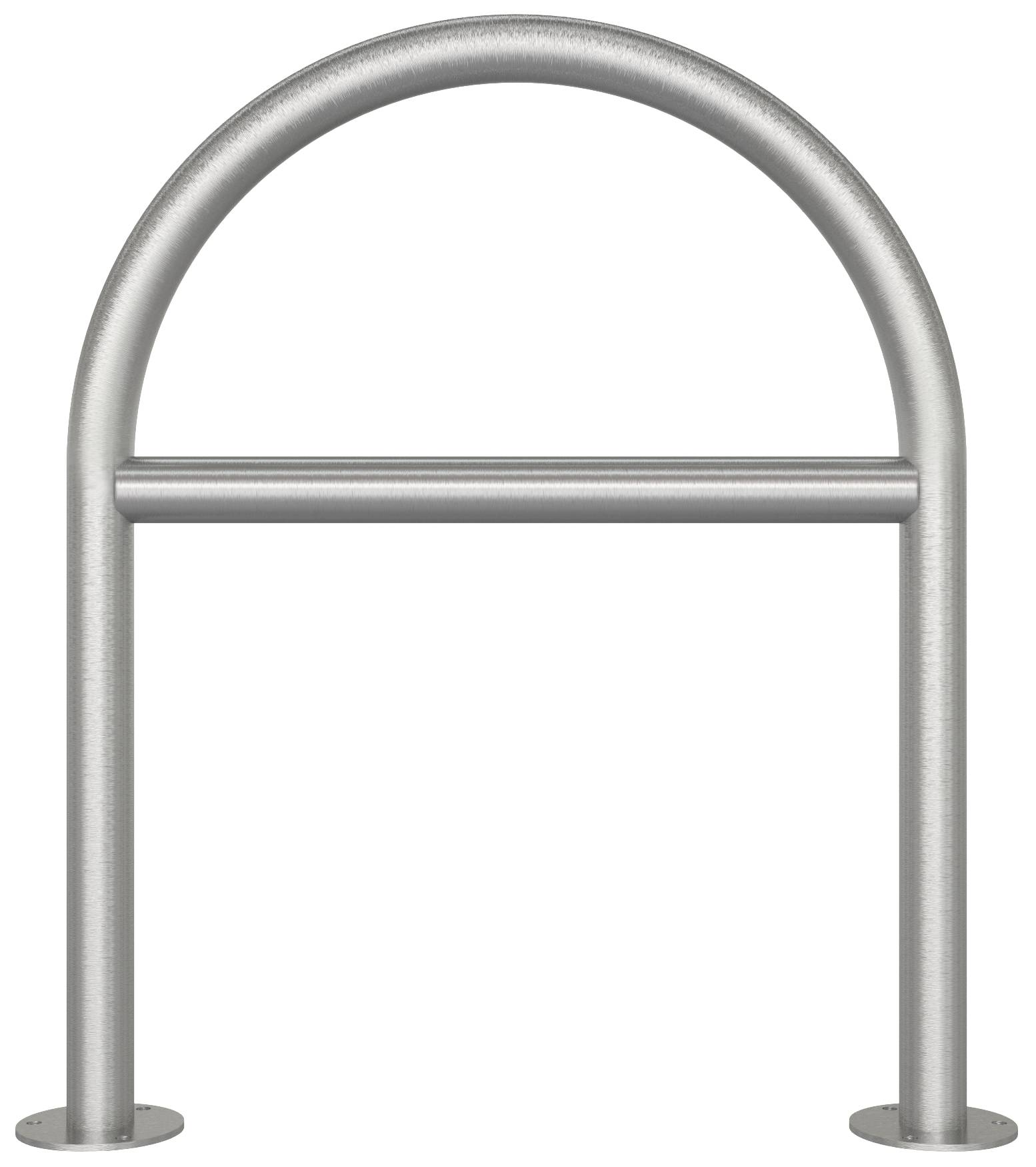 Stahlfahrradständer vor schwarzem Hintergrund mit einer einzelnen horizontalen Stange zum sicheren Abschließen von Fahrrädern.