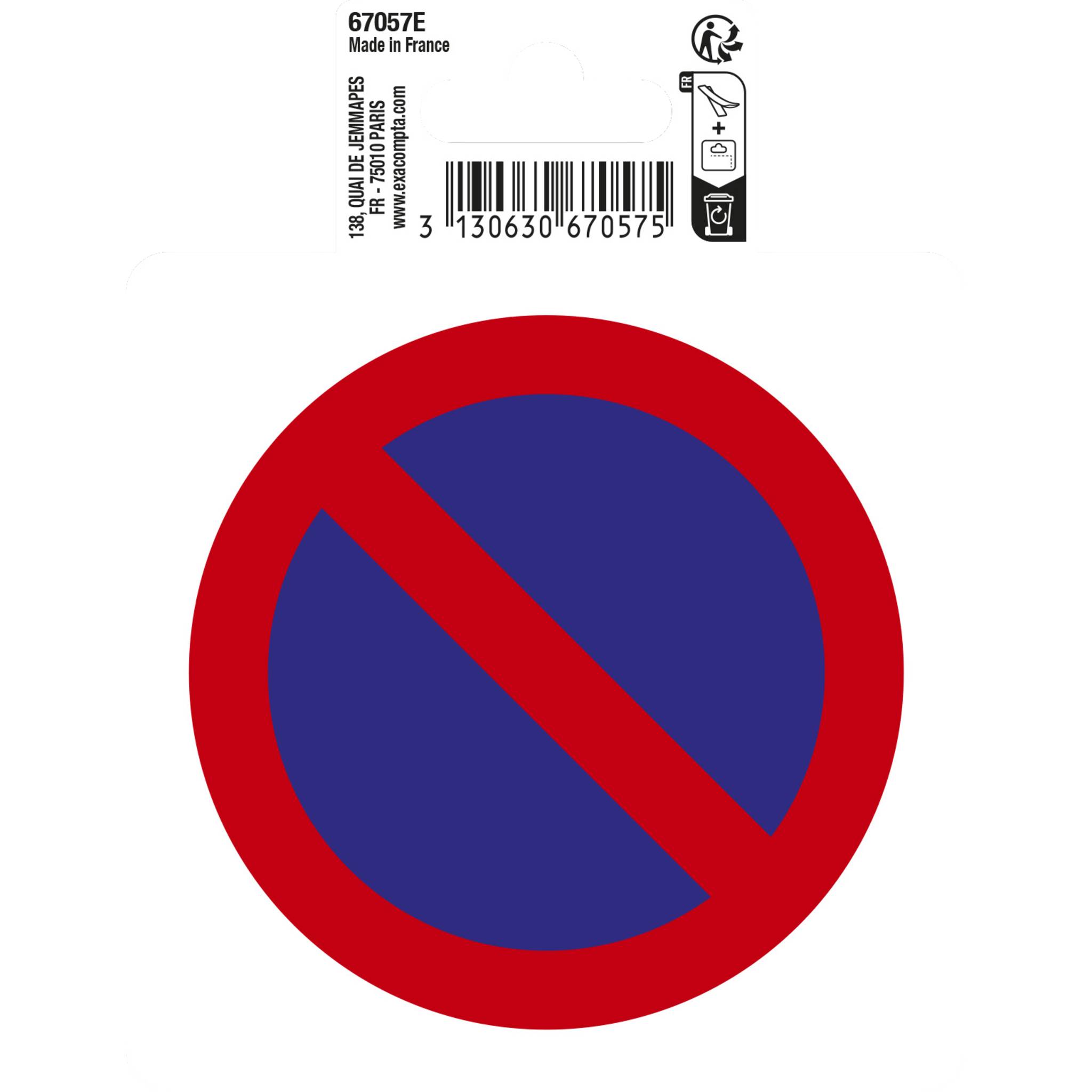 Exacompta Hinweisschild selbstklebend, PVC, Parkverbot 10 cm - Rot - 67057E