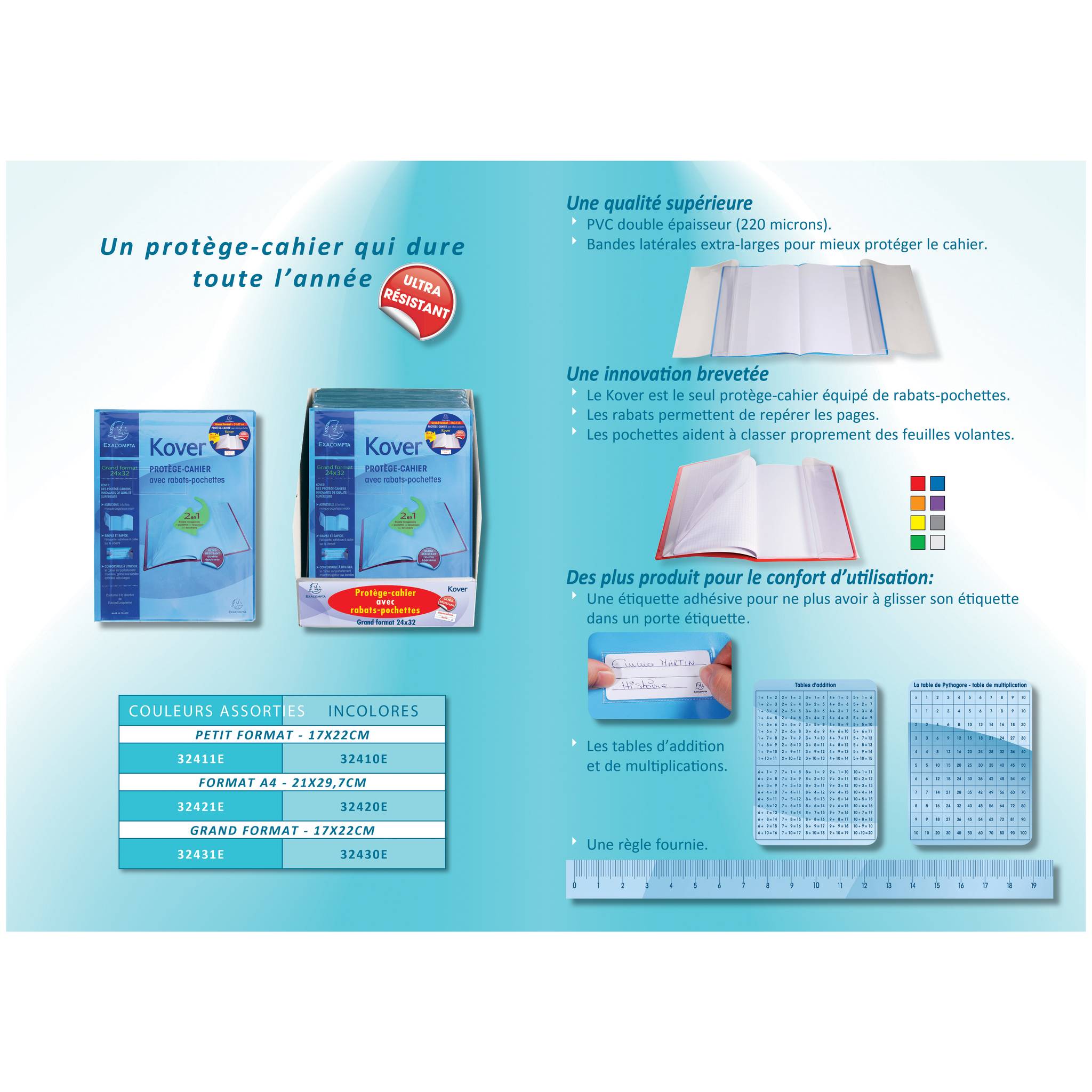 Exacompta 60x Buchhülle 24x32cm PVC - Transparent - 32430E