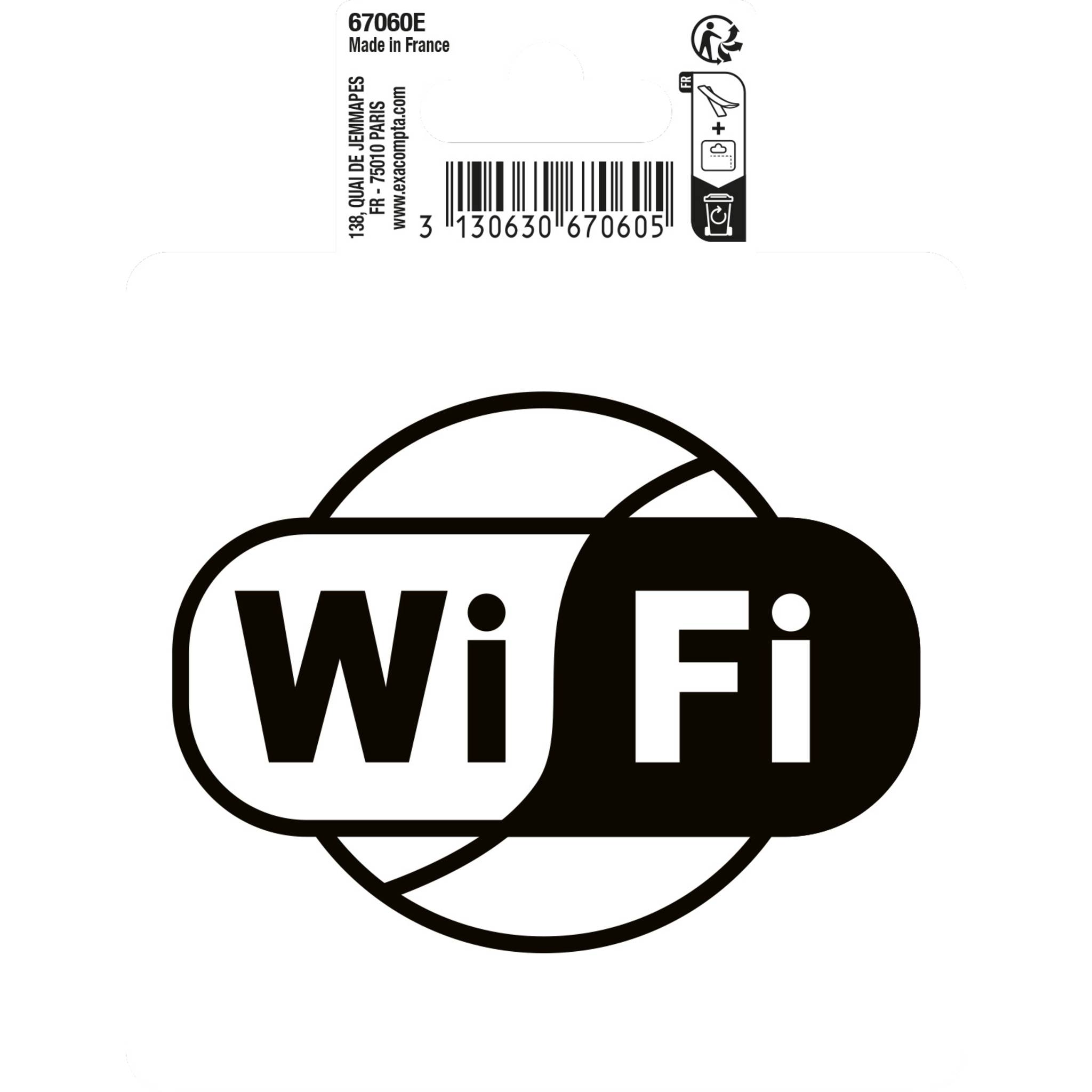 Exacompta Hinweisschild selbstklebend, PVC, Wifi 10 cm - Schwarz - 67060E