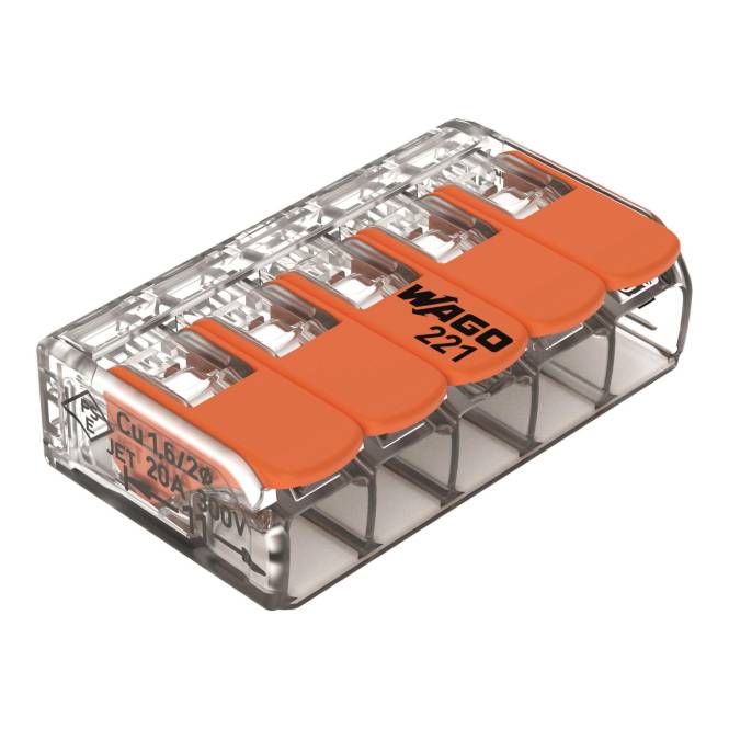 WAGO 221-415 COMPACT-Verbindungsklemme, für alle Leiterarten,max. 4 mm² (Inhalt 25 Stück)