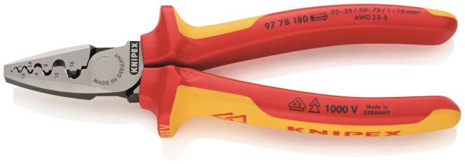 Knipex VDE-Crimpzange 180mm 9778180 Aderendhülsen 0,25-16,0mm² AWG:23-5 Install.Baumaterial